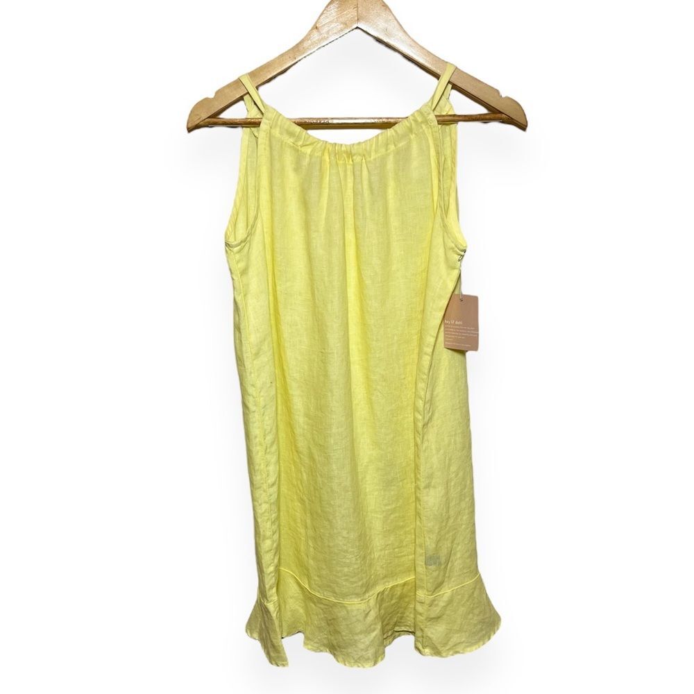 Bella Dahl Linen Ruffle Hem Yellow Dress Girl's 14 NWT